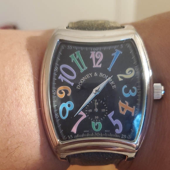 Dooney & Bourke Silver ToneWatch with Colorful Dial.vintage.orginal Leather Band - Picture 1 of 7